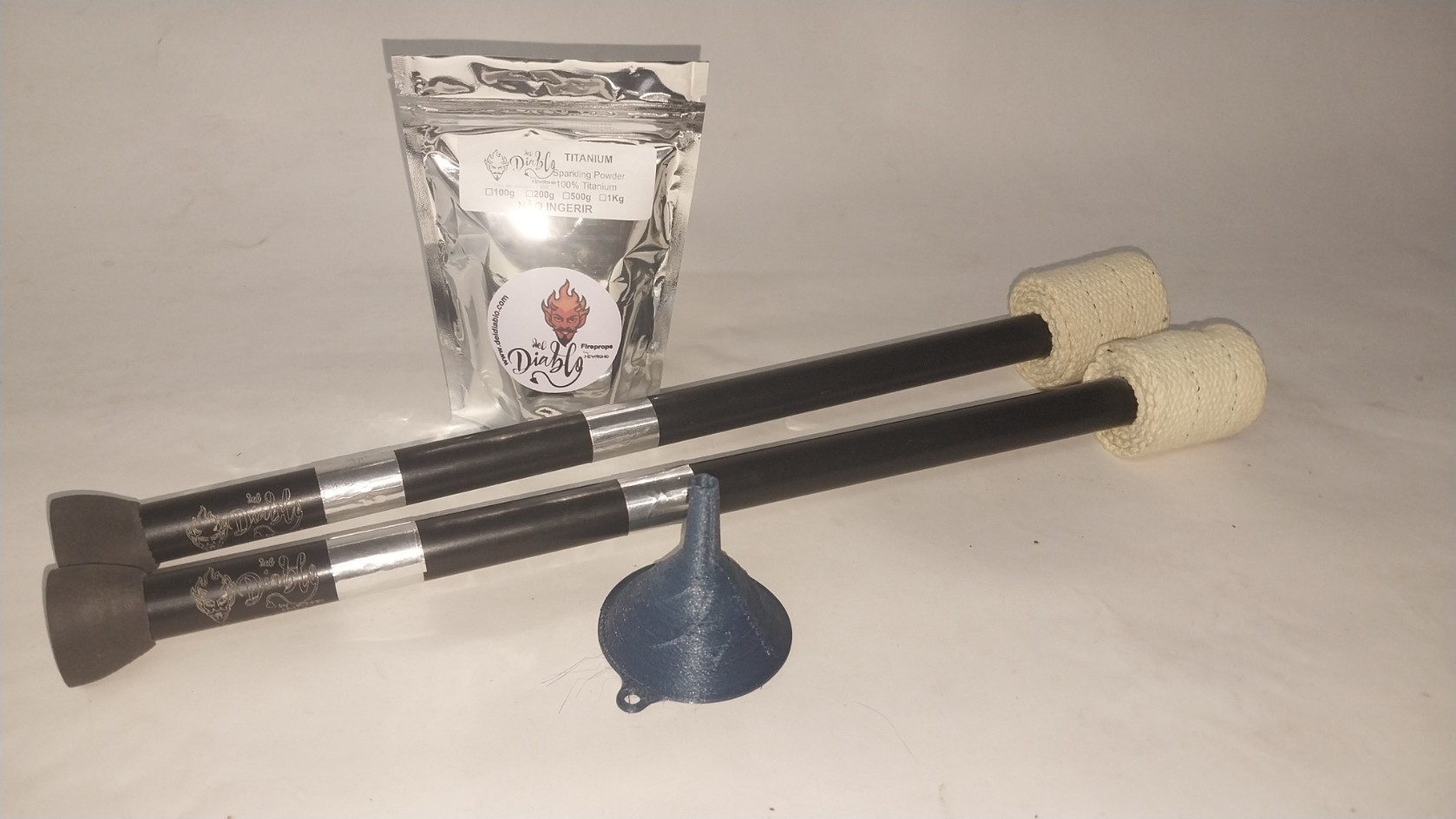 Del-Diablo Titanium Line Professional SPARKLING Swing Torches - Tactical Black Edition (Pair)
